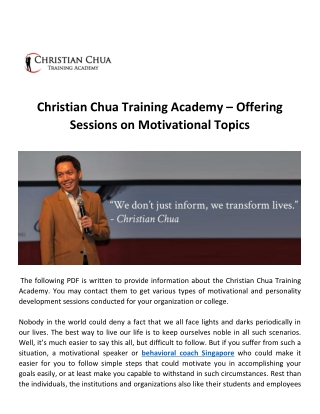 Christian Chua Training Academy – Offering Sessions on Motivational Topics-converted