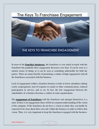 The Keys To Franchisee Engagement
