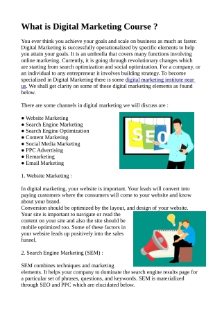 What is Digital Marketing Course ?