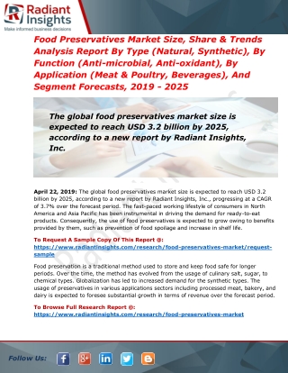 Food Preservatives Market Trends From 2019-2025