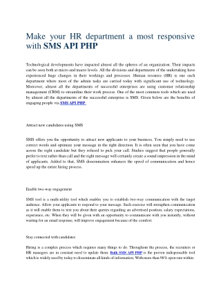 SMS API PHP Helps to Increase Productivity of Human Resource
