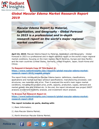 Global Macular Edema Market Segmentation and Forecast From 2019