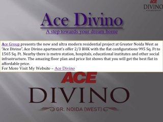 Ace Group | Ace Divino 3 bhk Apartment For sale
