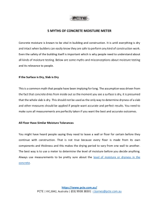 5 MYTHS OF CONCRETE MOISTURE METER