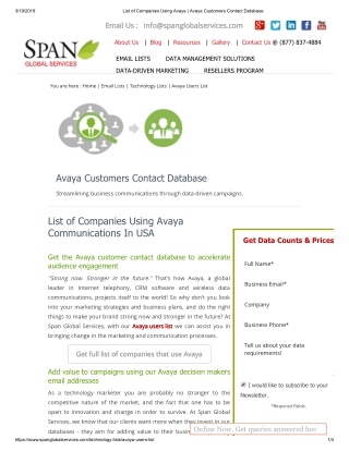 Avaya Customers Email List