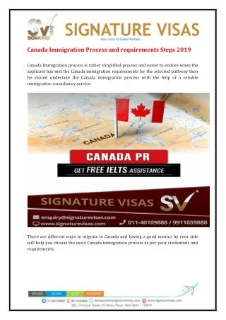 Canada Immigration Process and requirements Steps 2019