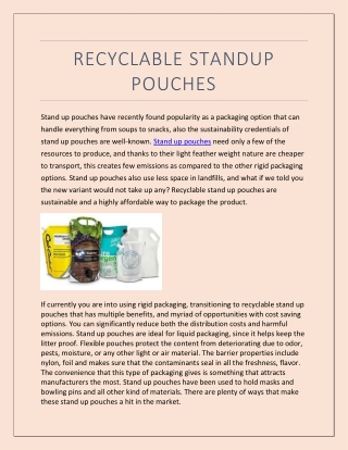 RECYCLABLE STANDUP POUCHES