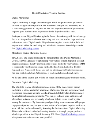 Digital Marketing training institute