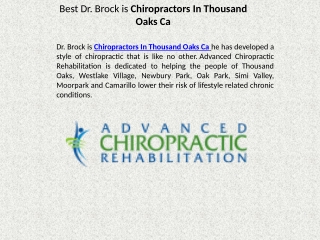 Advanced Chiropractic Rehabilitation for Chiropractor In Thousand Oaks C