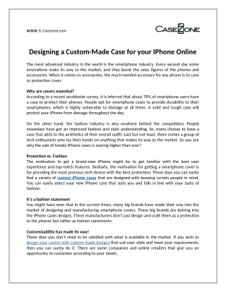 Designing a Custom-Made Case for your IPhone Online
