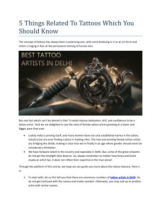 5 Things Related To Tattoos Which You Should Know