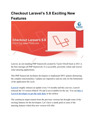 Checkout Laravel’s 5.8 Exciting New Features