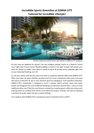 Incredible sports amenities at sobha city tailored for incredible lifestyle!