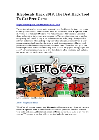 Kleptocats Hack 2019, The Best Hack Tool To Get Free Gems