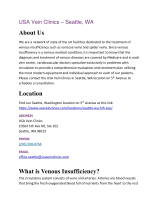 USA Vein Clinics – Seattle, WA