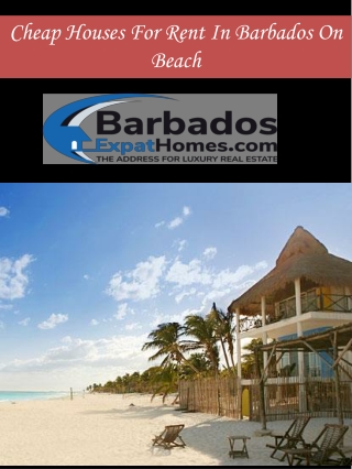 Cheap Houses For Rent In Barbados On Beach Area