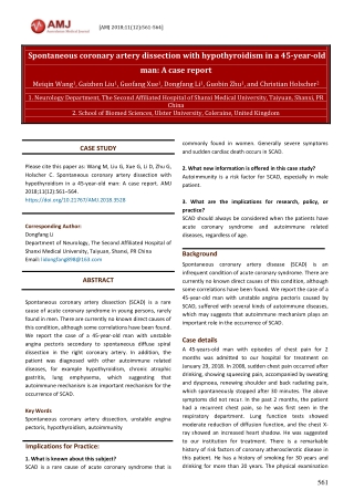 Spontaneous coronary artery dissection with hypothyroidism in a 45-year-old man