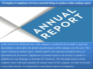 Workplace Compliance Services essential things to analyse while reading report