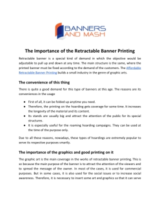 The Importance of the Retractable Banner Printing