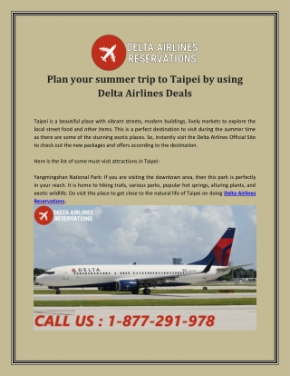Plan your summer trip to Taipei by using Delta Airlines Deals