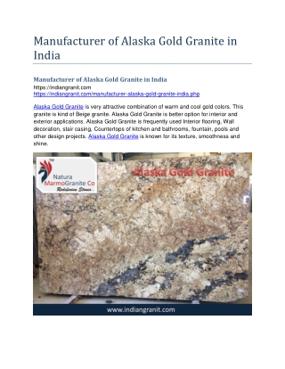 Manufacturer of Alaska Gold Granite in India