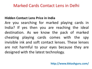 Marked Cards Contact Lens in Delhi