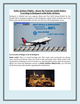 Delta Airlines Flights - Know the Tourists Guide Before Traveling to Budapest with Delta Airlines
