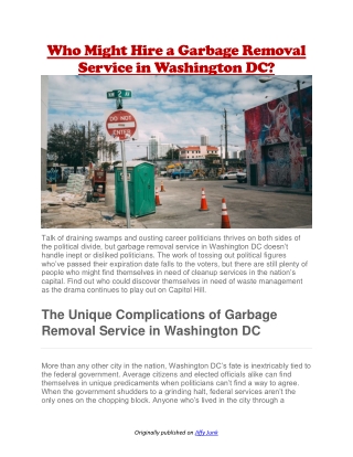 Who Might Hire a Garbage Removal Service in Washington DC