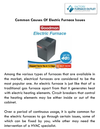 Common Causes Of Electric Furnace Issues