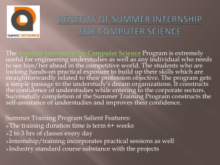 Benefits of Summer Internship for Computer Science