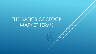 The Basics Of Stock Market Terms