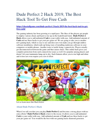 Dude Perfect 2 Hack 2019, The Best Hack Tool To Get Free Cash