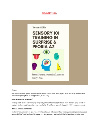 Sensory 101 Training in Surprise & Peoria AZ