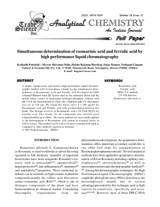 Simultaneous determination of rosmarinic acid and ferrulic acid by high performance liquid chromatography