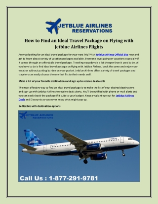 How to Find an Ideal Travel Package on Flying with Jetblue Airlines Flights