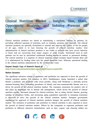 Clinical Nutrition Market - Insights, Size, Share, Opportunity Analysis, and Industry Forecast till 2025