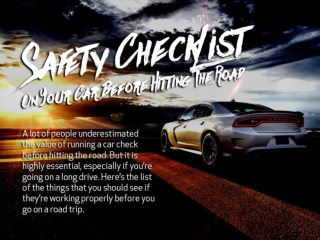 Safety Checklist On Your Car Before Hitting The Road