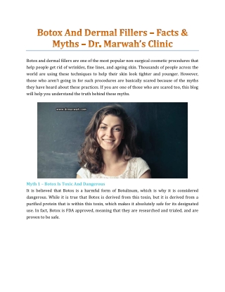 Botox And Dermal Fillers – Facts & Myths - Dr. Marwah's Clinic