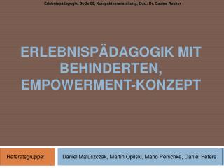 Erlebnispädagogik mit Behinderten, Empowerment -Konzept