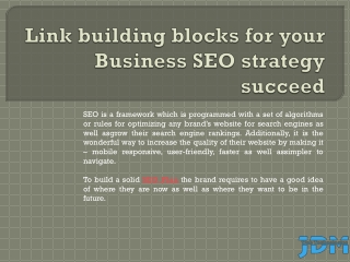 Link building blocks for your Business SEO strategy succeed