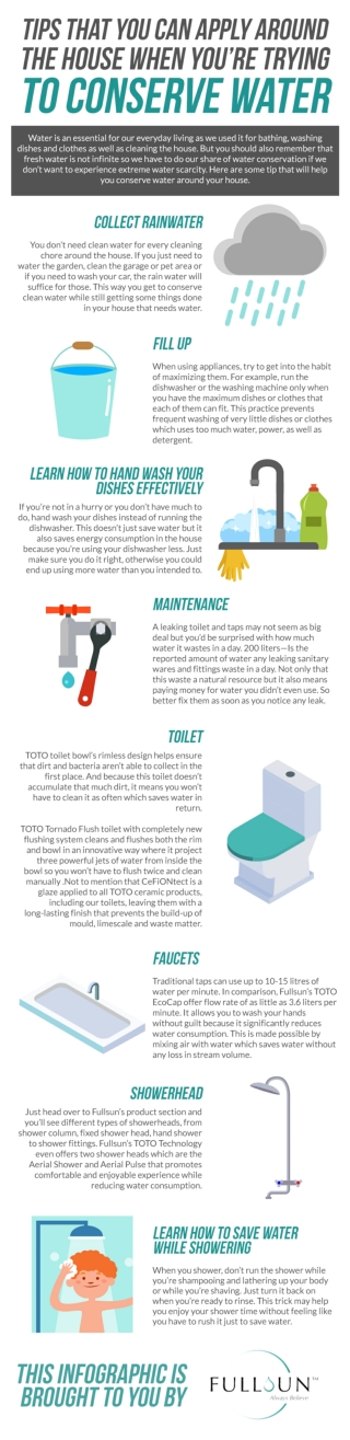 Tips That You Can Apply Around The House When You’re Trying To Conserve Water