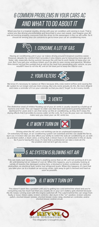 6 Common Problems In Your Cars AC Unit And What To Do About It