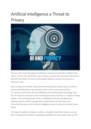 Artificial Intelligence a Threat to Privacy