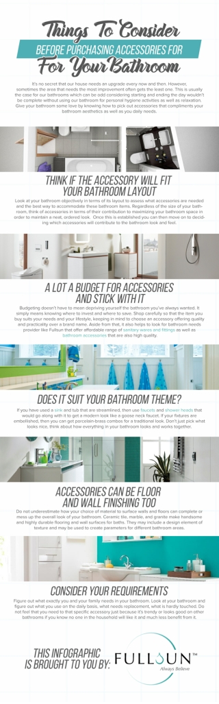 Things To Consider Before Purchasing Accessories For Your Bathroom