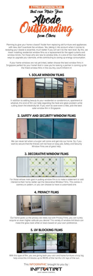 5 Types of Window Films that can Make Your Abode Outstanding from Others