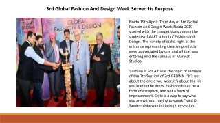 3rd Global Fashion And Design Week Served Its Purpose