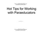 Hot Tips for Working with Paraeducators