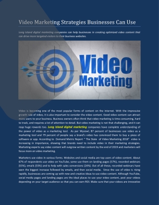 Video Marketing Strategies Businesses Can Use