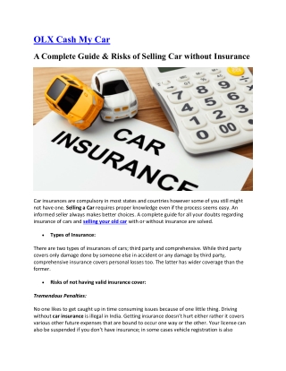 A Complete Guide & Risks of Selling Car without Insurance