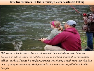 Primitive Survivors On The Surprising Health Benefits Of Fishing